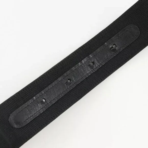 Salvatore Ferragamo Vala Ribbon belt 8046 Black / Gold Hardware canvas/Pla...